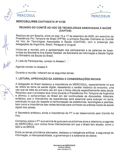 Agenda histórica de saúde digital no Mercosul inaugura novo capítulo de integração regional
